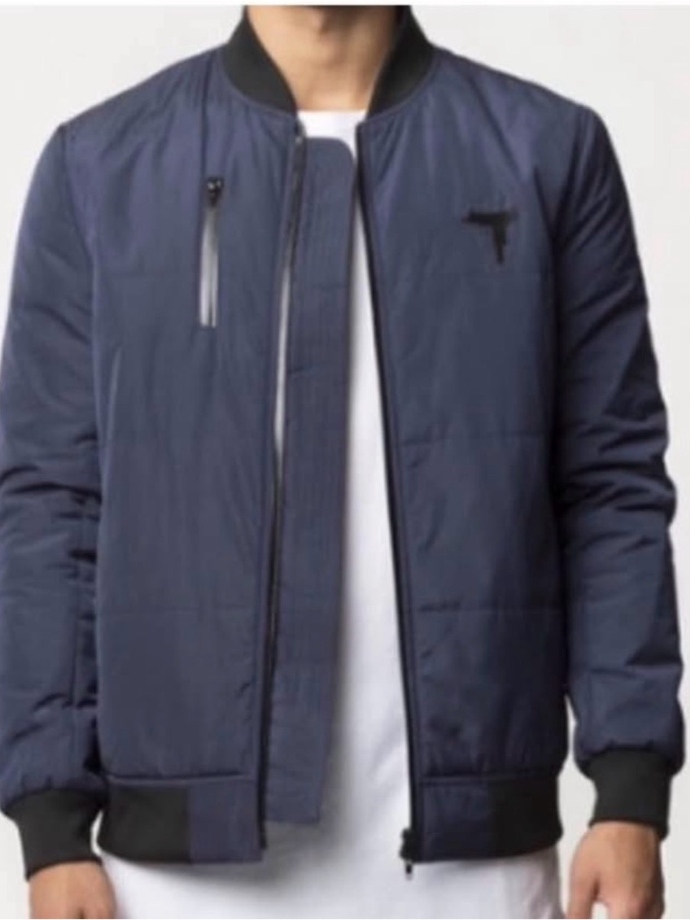 Men's Navy Quilted Bomber Jacket - control sector nyc